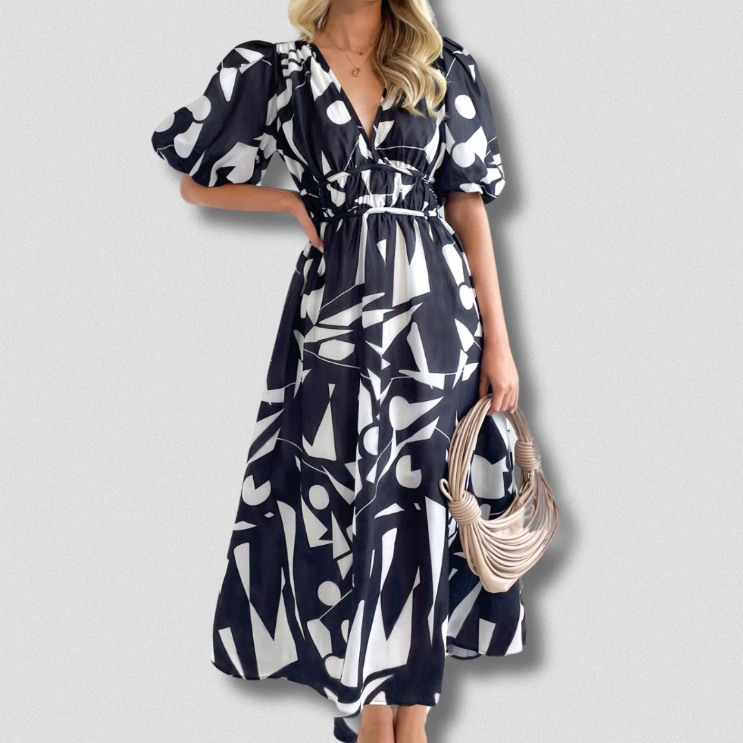 Agnese™ | Vestito artigianale e versatile con fantasia