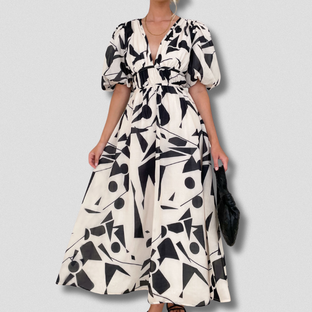 Agnese™ | Vestito artigianale e versatile con fantasia