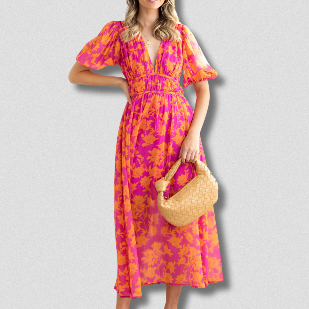 Agnese™ | Vestito artigianale e versatile con fantasia